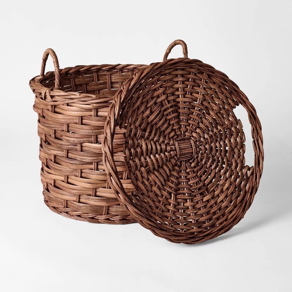 Round Chunky Straight Rattan Basket Dark Brown - Threshold Studio McGee, Target - Picture 4 of 8
